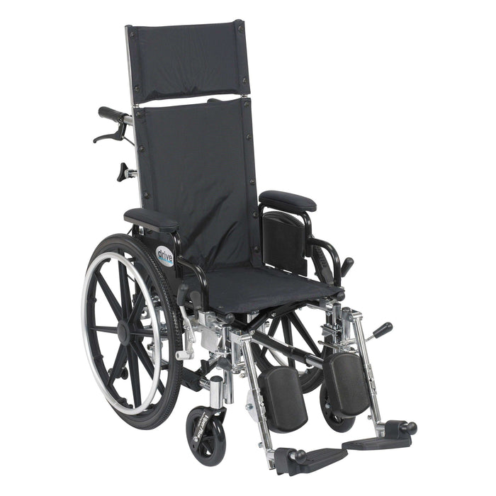 Drive Medical Viper Plus Light Weight Reclining Wheelchair with Elevating Leg rest and Flip Back Detachable Arms - Elvoros