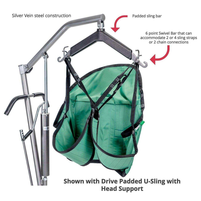 Drive Medical Hydraulic Patient Lift with Six Point Cradle - Elvoros