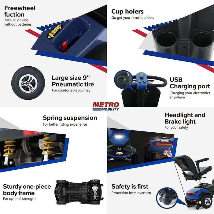 Metro Mobility Patriot Series 4-Wheel Travel Mobility Scooter - Elvoros