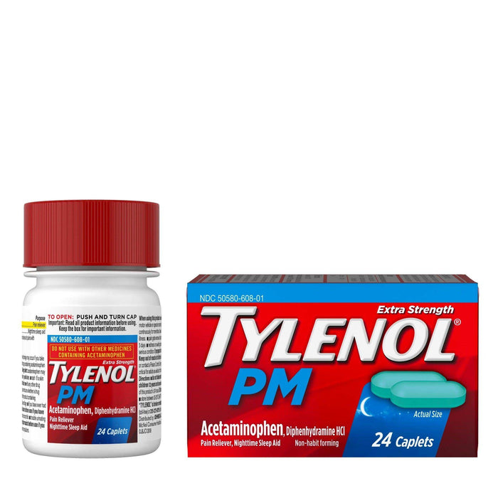 Tylenol PM Extra Strength Pain Reliever & Sleep Aid Caplets - 24 Ct - Elvoros