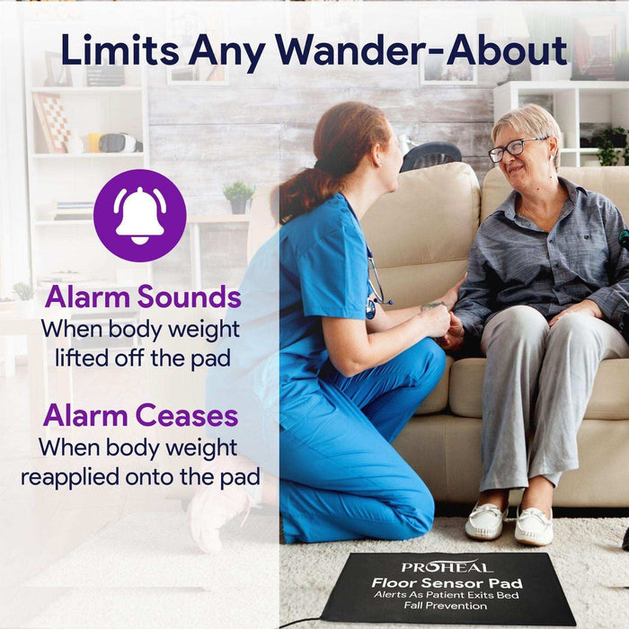 ProHeal Elderly Monitoring Bed Sensor Floor Pad - 20” x 30” - Elvoros