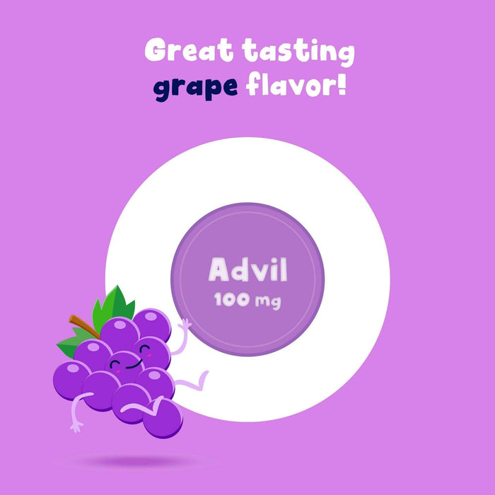 Advil Junior Strength Ibuprofen Chewable Tablets Grape - 24 Count - Elvoros