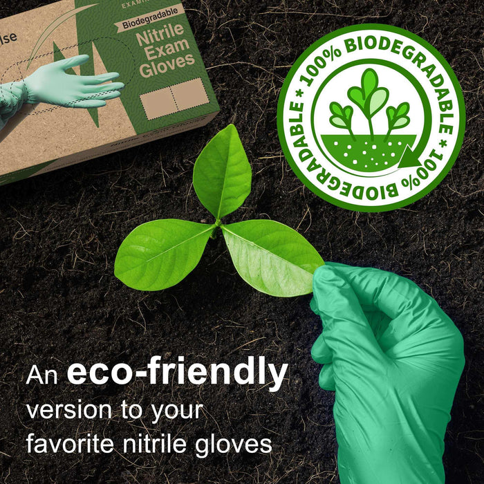 FifthPulse Biodegradable Disposable Nitrile Gloves Green – 150 Count - Elvoros