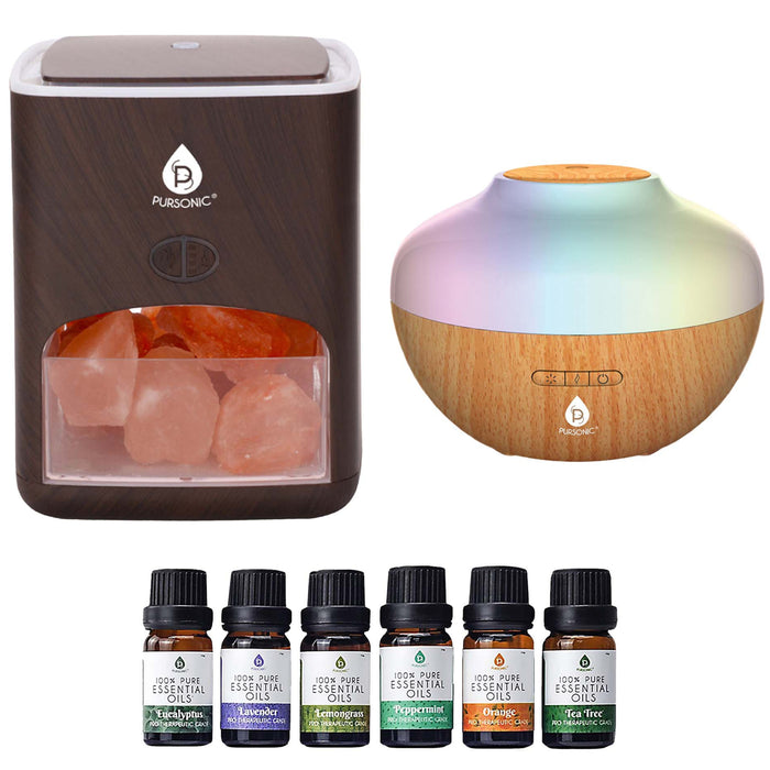 Pursonic Himalayan Salt Lamp & Aromatherapy Diffuser Wellness Set shophomemed