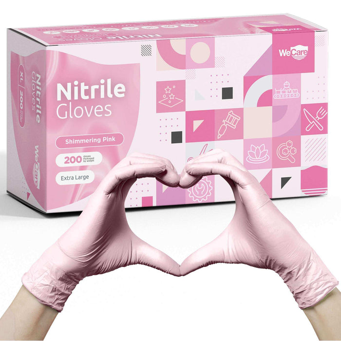 WeCare Pearlescent Pink Disposable Nitrile Gloves - Elvoros
