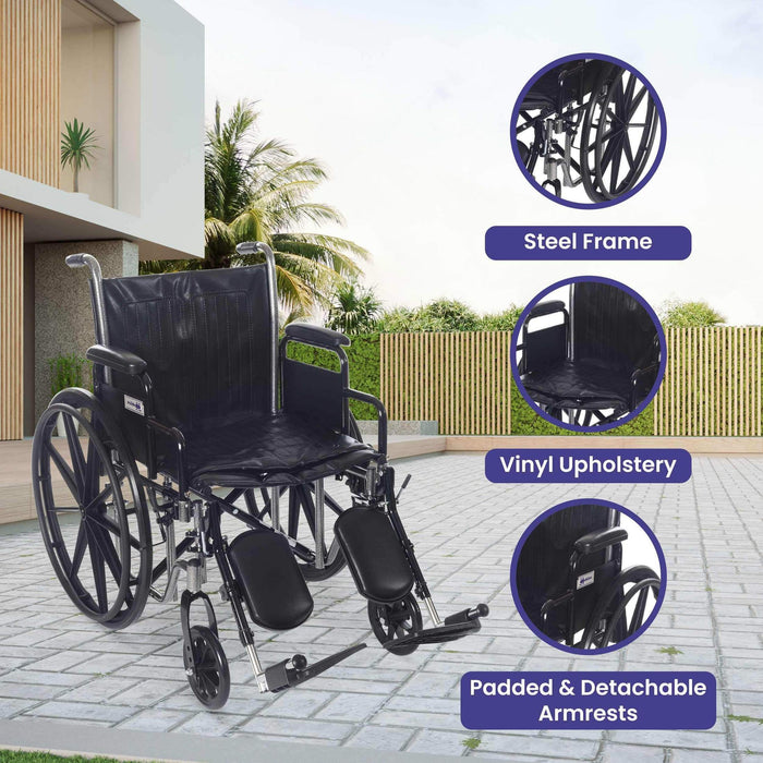 Medacure Wings Bariatric Wheelchair for Adults - 500 lb. Weight Capacity - Elvoros