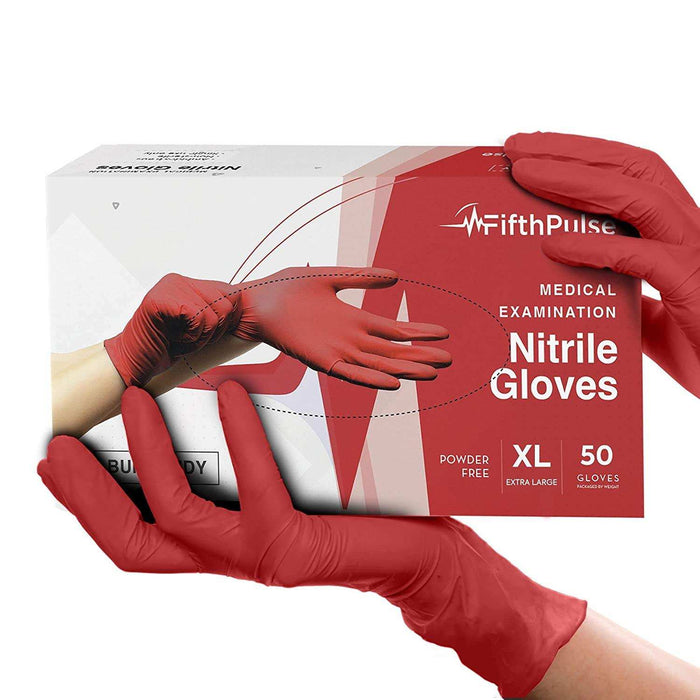 FifthPulse Burgundy Nitrile Exam Gloves - Elvoros