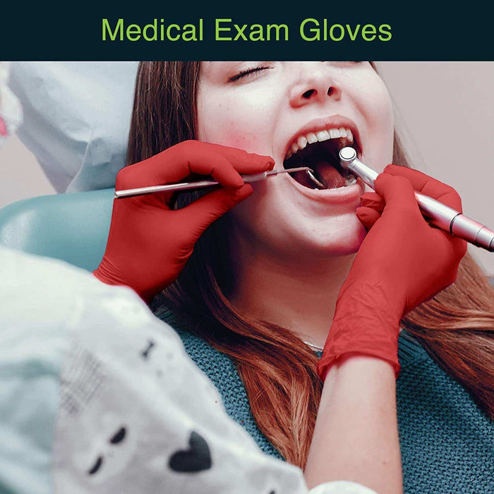 FifthPulse Burgundy Nitrile Exam Gloves - Elvoros