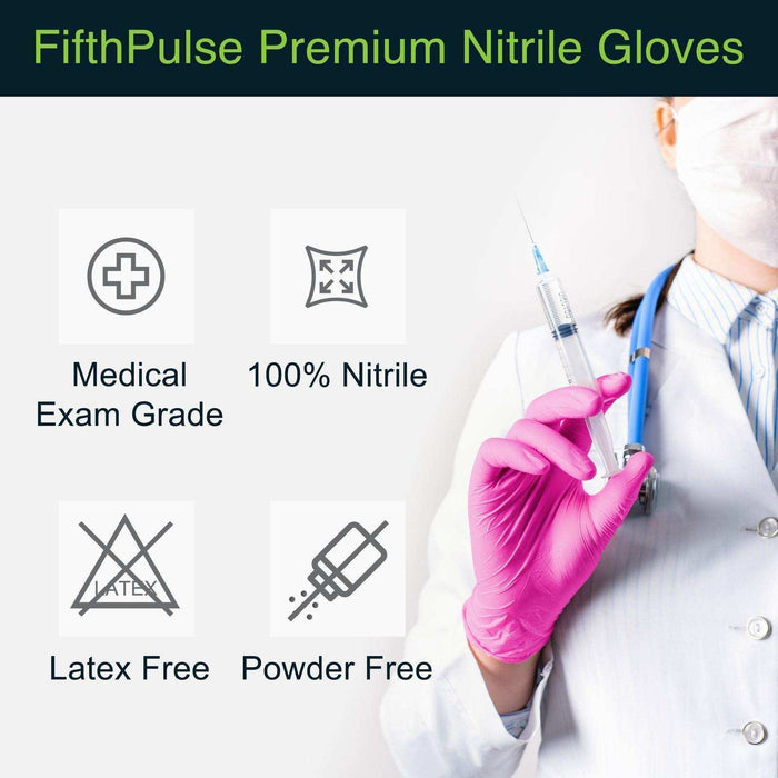 FifthPulse Hot Pink Disposable Nitrile Gloves - Elvoros