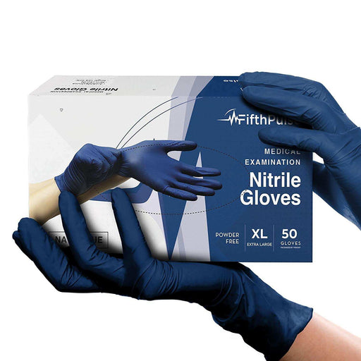 FifthPulse Navy Blue Nitrile Exam Gloves - Elvoros
