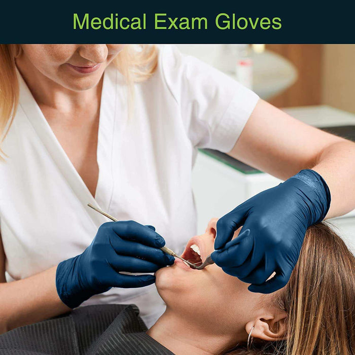 FifthPulse Navy Blue Nitrile Exam Gloves - Elvoros