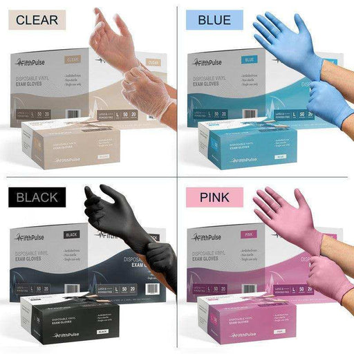 FifthPulse Vinyl Exam Gloves 50 Pack - Powder Free - Elvoros