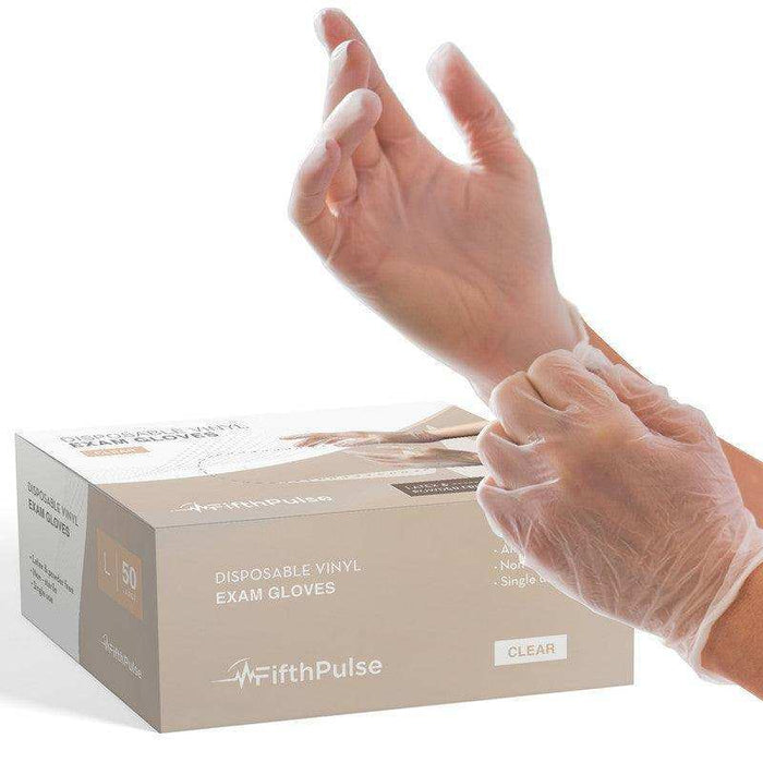 FifthPulse Vinyl Exam Gloves 50 Pack - Powder Free - Elvoros