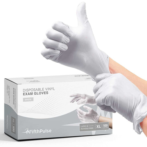 FifthPulse White Vinyl Exam Gloves - Elvoros
