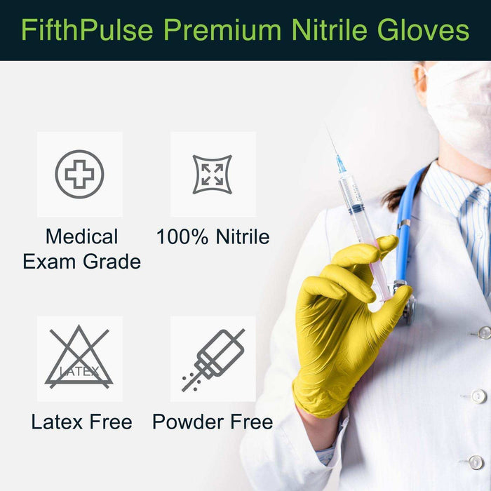 FifthPulse Yellow Disposable Nitrile Gloves - Elvoros