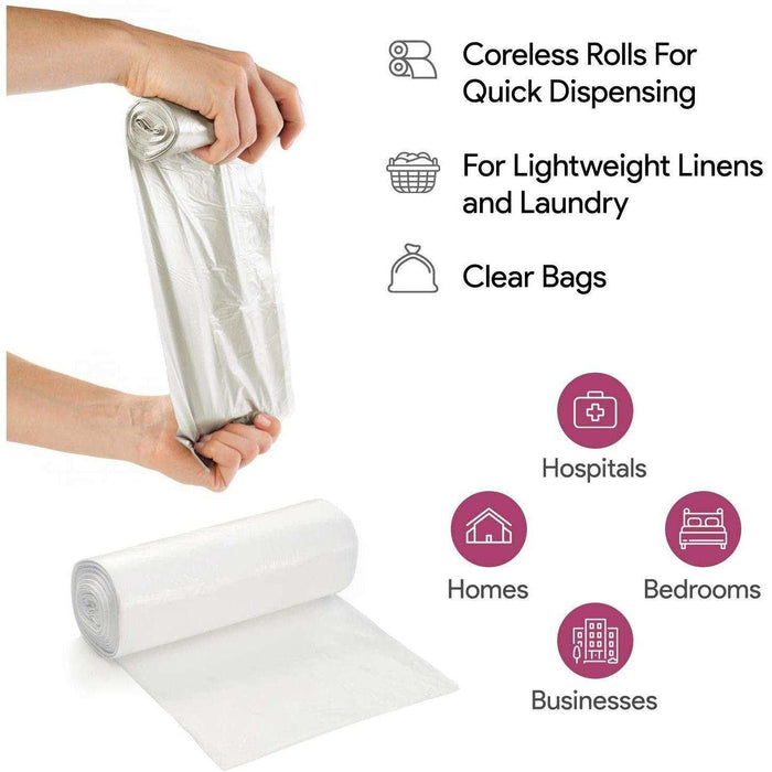 Gallon Clear Trash Bags, 10 Microns 4 Coreless Rolls - Elvoros