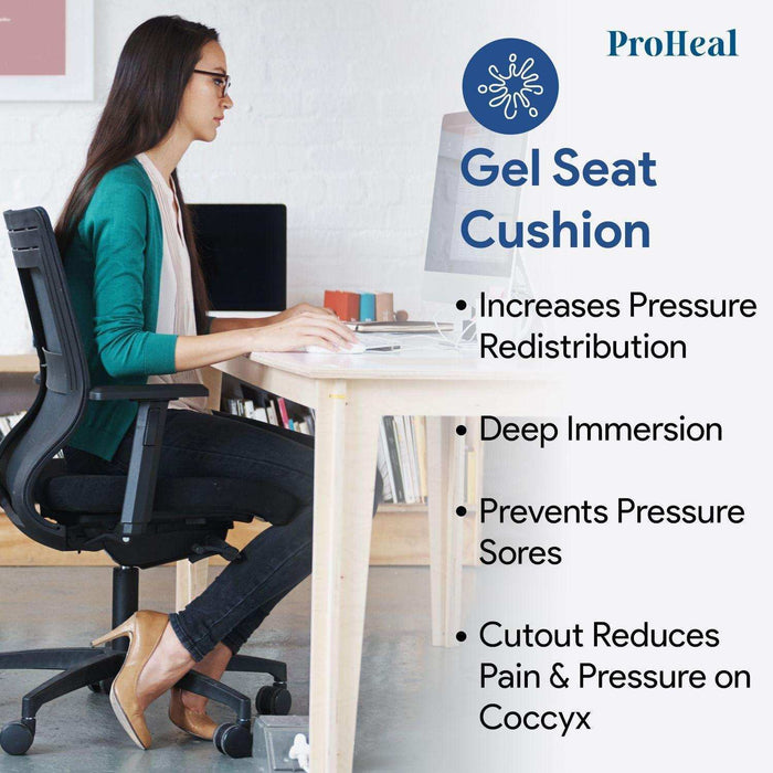 Gel Infused Foam Wheelchair Seat Cushion With Coccyx Cutout - Elvoros