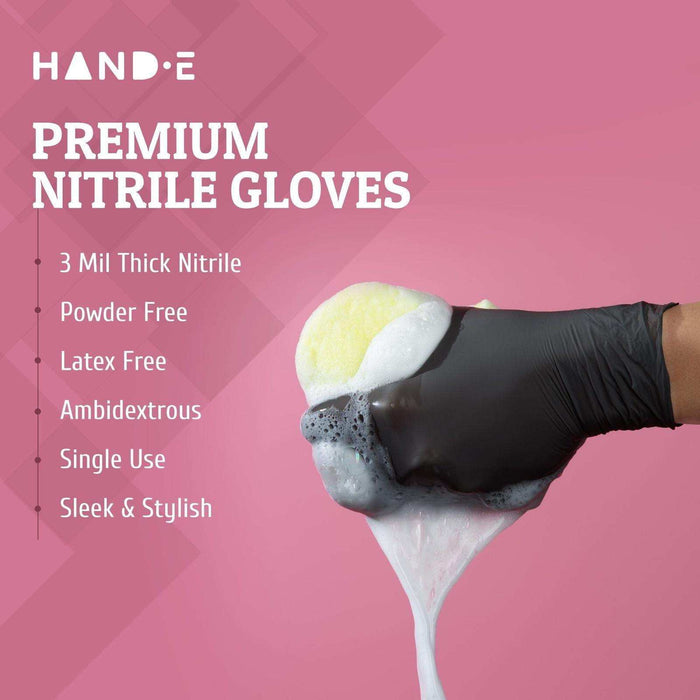 Hand-E Nitrile Gloves - Black - Elvoros
