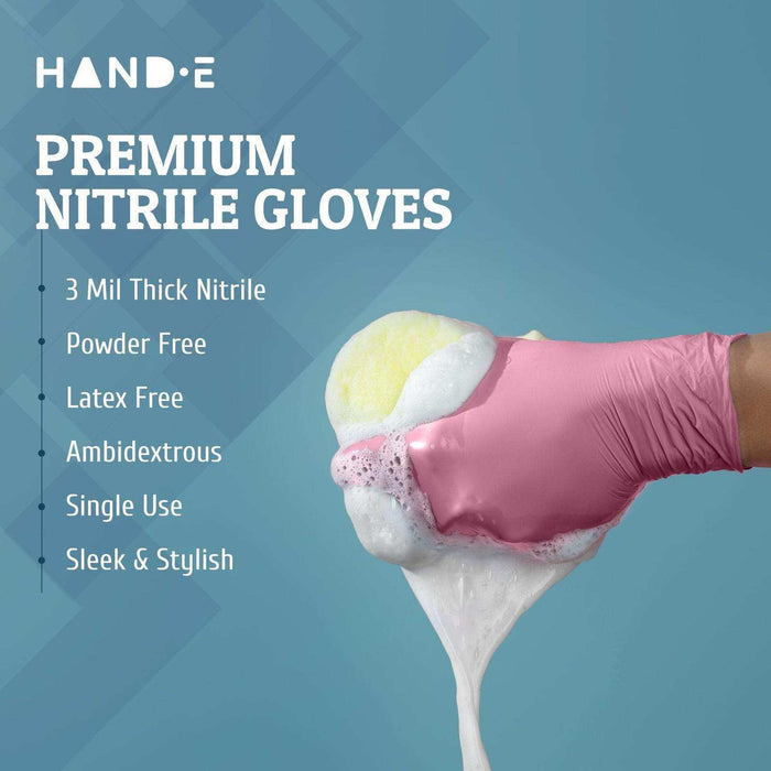 Hand-E Nitrile Gloves - Pink - Elvoros