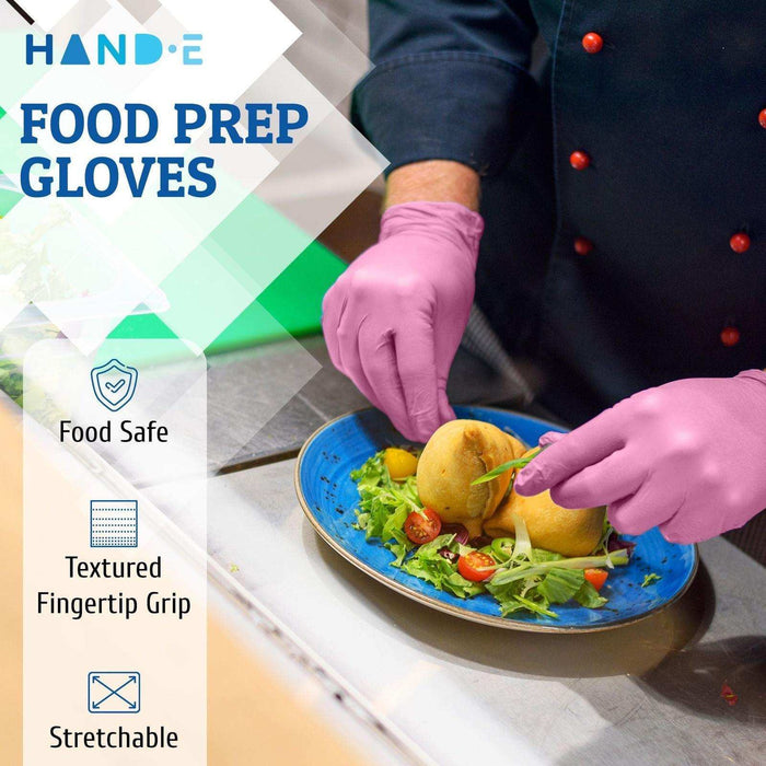 Hand-E Nitrile Gloves - Pink - Elvoros