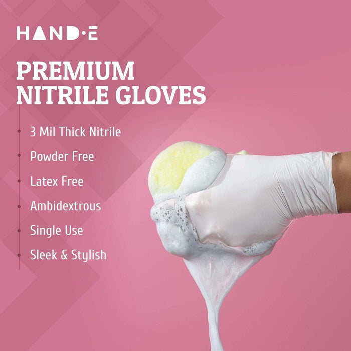 Hand-E Nitrile Gloves - White - Elvoros