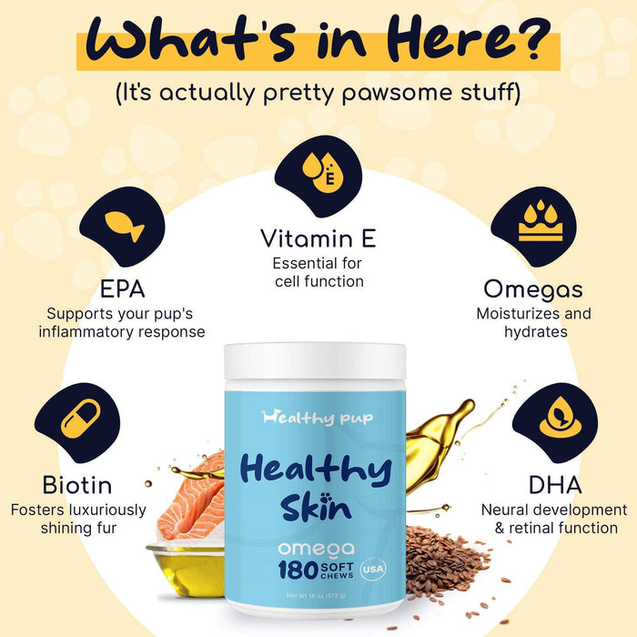 Healthy Pup Healthy Skin Omega Supplement for Dogs - Elvoros