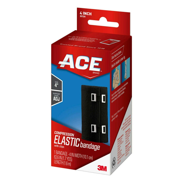 Ace Compression Elastic Bandage with Clips Black - 4"