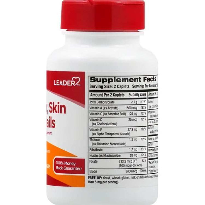 Leader Hair Skin & Nails Dietary Supplement Caplets - 60 Ct