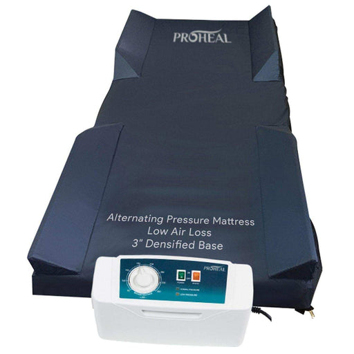 Low Air Loss Alternating Pressure Mattress -3" Fiber Base, Rails - 36"x80"x8/11" - Elvoros