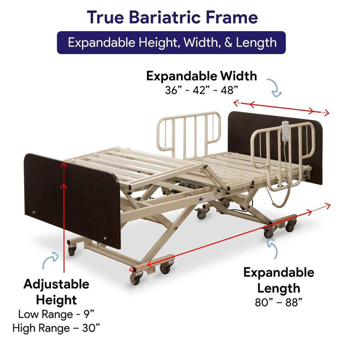 Medacure Adjustable Bariatric Hospital Bed - 750lbs Cap - Elvoros