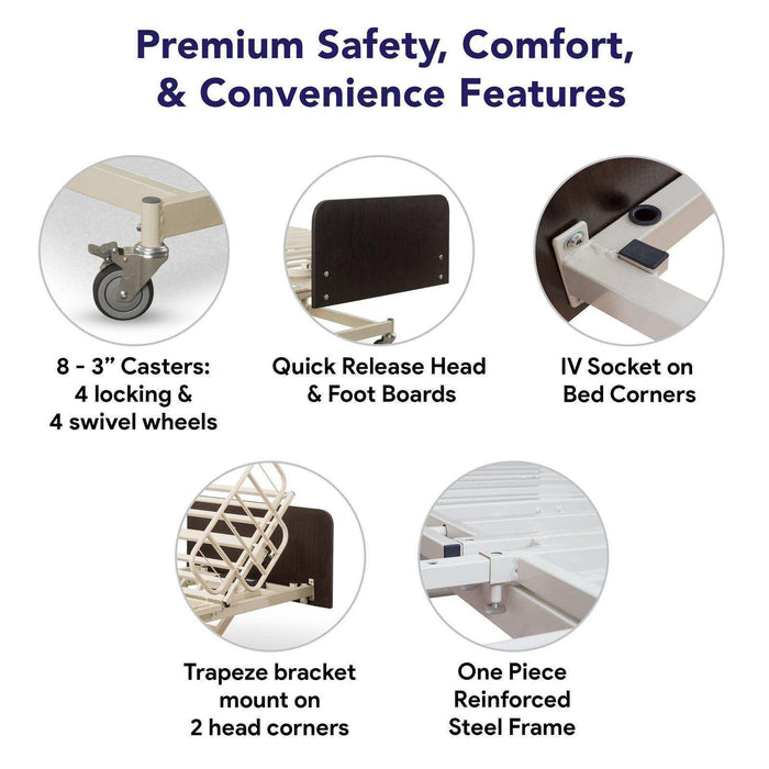 Medacure Adjustable Bariatric Hospital Bed - 750lbs Cap - Elvoros