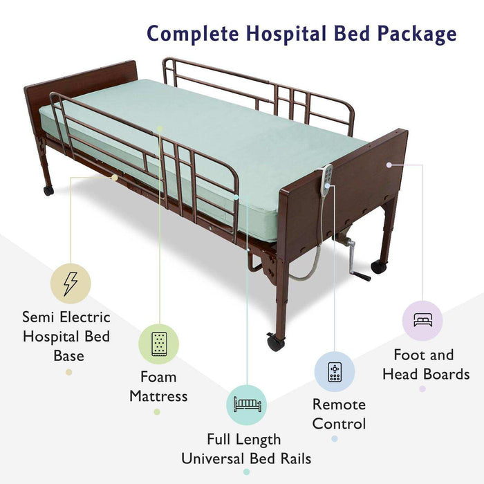 Medacure Semi Electric Hospital Bed Mattress Rails Options - Elvoros
