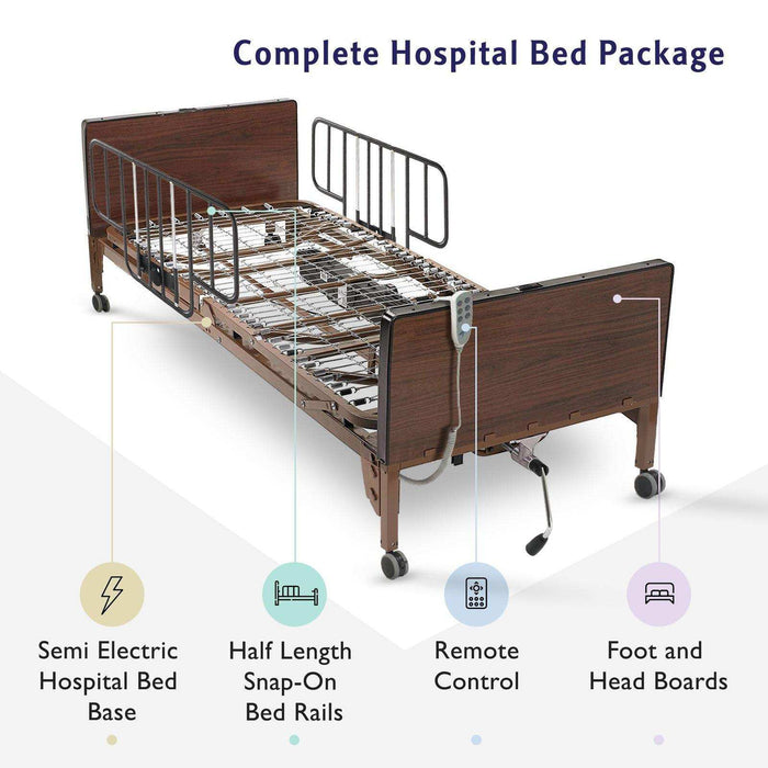 Medacure Semi Electric Hospital Bed Mattress Rails Options - Elvoros