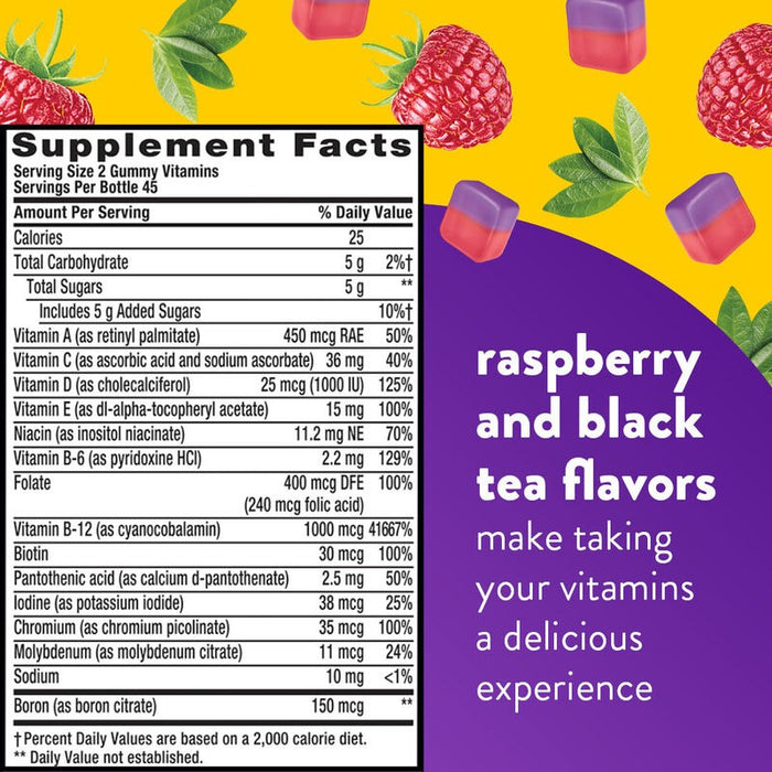 Vitafusion Multi+ Energy Multi-Vitamins Gummy Raspberry + Black Tea