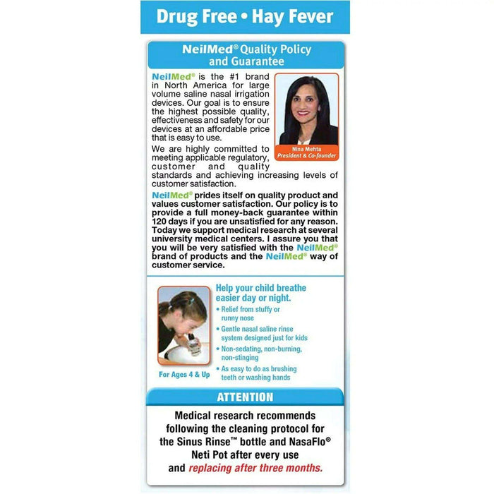 NeilMed Sinus Rinse Kids Starter Kit, One Squeeze Bottle - 30 Premixed Packets - Elvoros