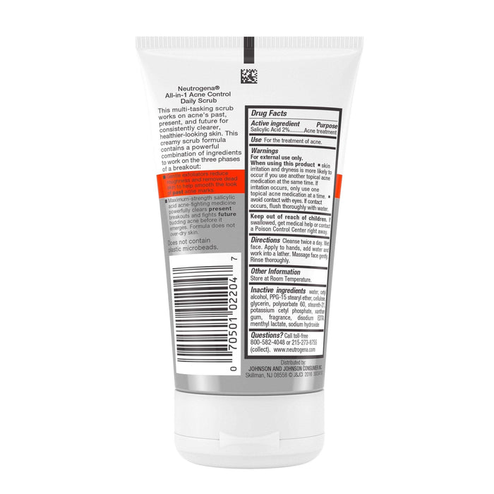 Neutrogena All-in-One Acne Control Daily Scrub - 4.2oz - Elvoros