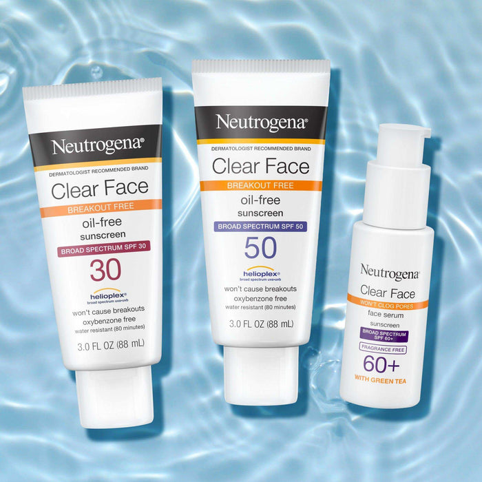 Neutrogena Clear Face Serum Sunscreen Lotion with Green Tea SPF 60+ - 50ml - Elvoros