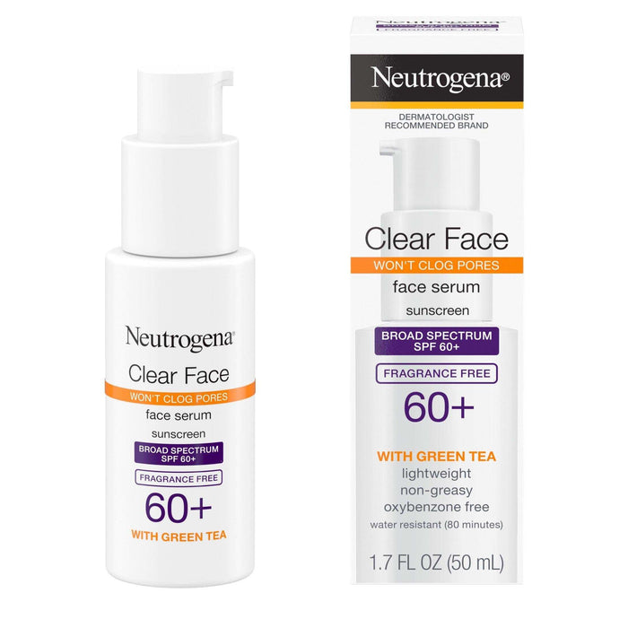 Neutrogena Clear Face Serum Sunscreen Lotion with Green Tea SPF 60+ - 50ml - Elvoros