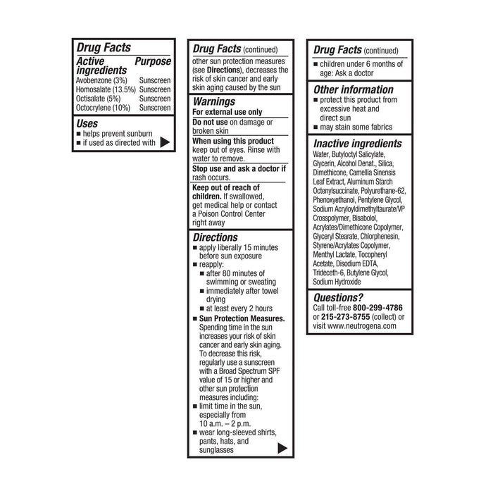 Neutrogena Clear Face Serum Sunscreen Lotion with Green Tea SPF 60+ - 50ml - Elvoros