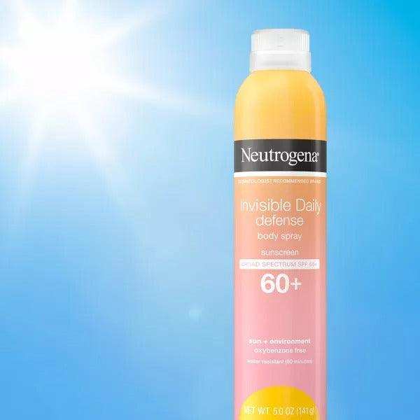 Neutrogena Invisible Daily Defense Body Spray Sunscreen, Broad Spectrum SPF 60+ - 5oz - Elvoros