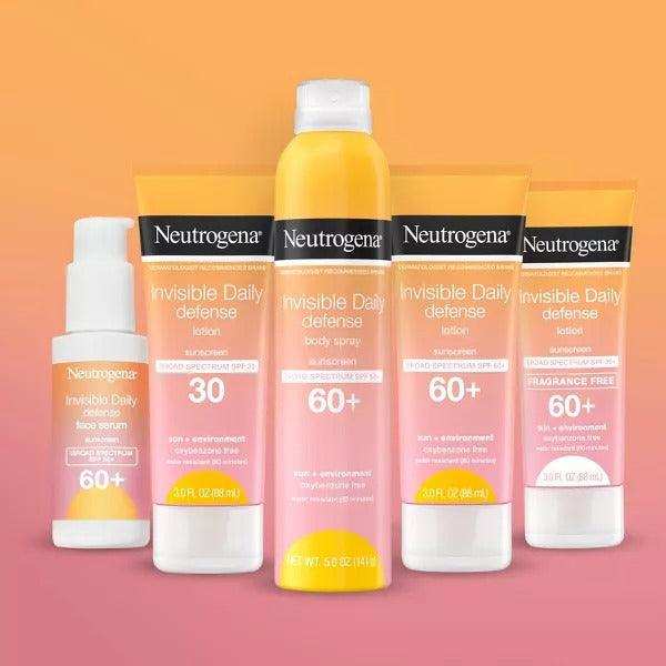 Neutrogena Invisible Daily Defense Body Spray Sunscreen, Broad Spectrum SPF 60+ - 5oz - Elvoros