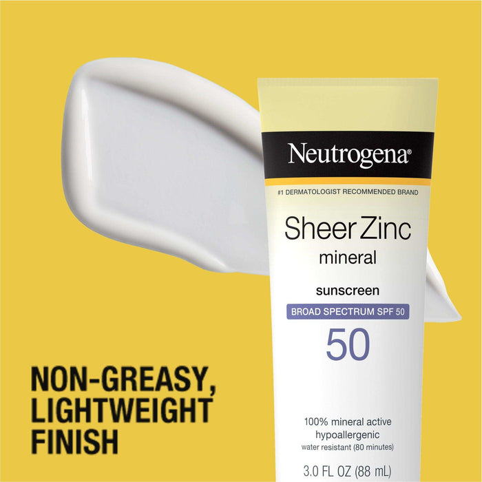 Neutrogena Sheer Zinc Dry-Touch Sunscreen Lotion SPF 50 - 3 fl oz - Elvoros