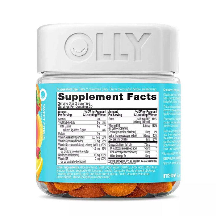 OLLY The Essential Prenatal Gummy Multivitamin, Sweet Citrus, 30 Day Supply - 60 ct. - Elvoros