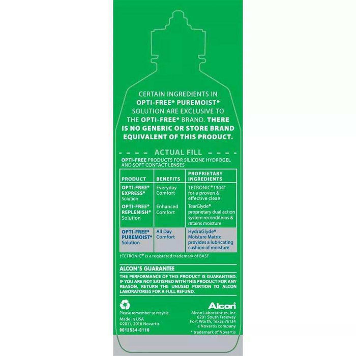 Opti-Free PureMoist Disinfecting Solution - 10 fl oz. - Elvoros