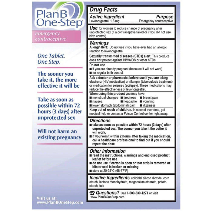 Plan B One-Step Emergency Contraceptive Tablet - Elvoros