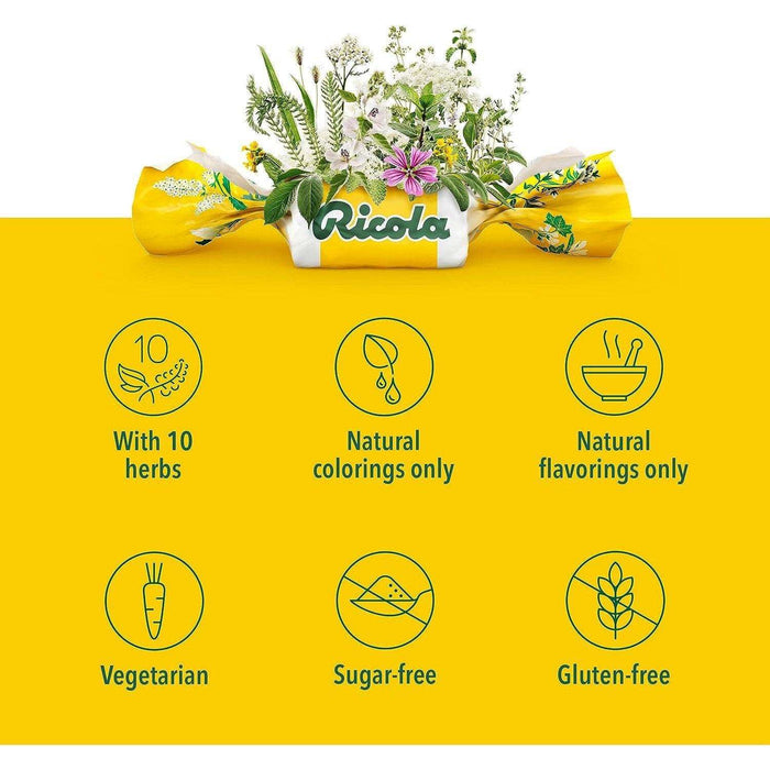 Ricola Herb Throat Drops Sugar Free, Lemon Mint - 19 ct - Elvoros