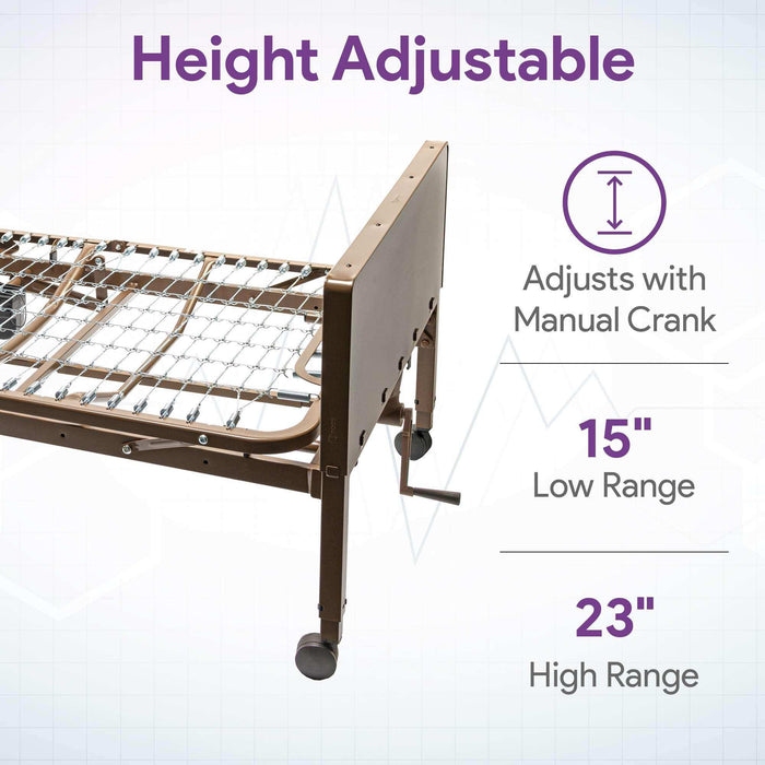 Semi Electric Hospital Bed - 36"x80" - Adjustable Height and Hi Lo - Elvoros