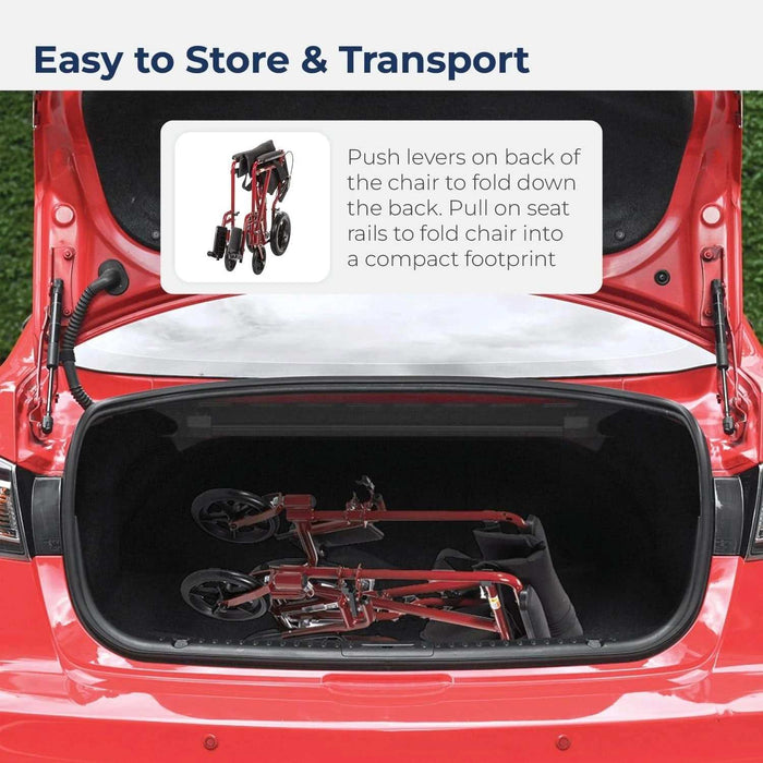 Drive Medical Lightweight Expedition Transport Wheelchair with Brakes