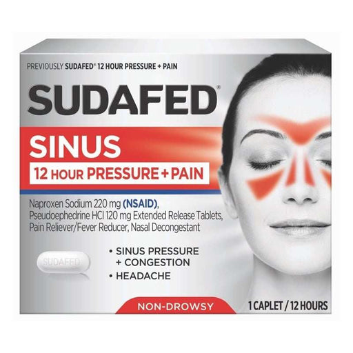 Sudafed 12 Hour Sinus Pressure+Pain Relief Decongestant - 16 Caplets