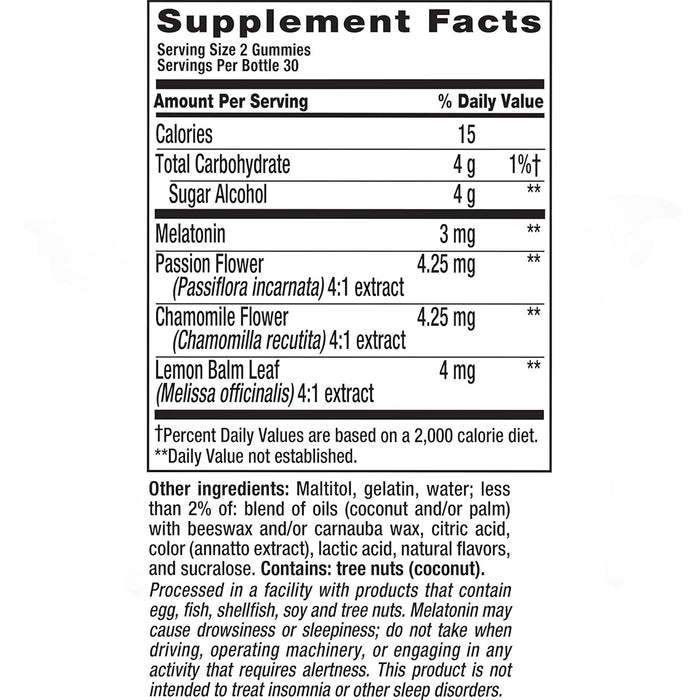 Vitafusion SleepWell Sugar Free 3Mg Melatonin Gummies White Tea and Peach